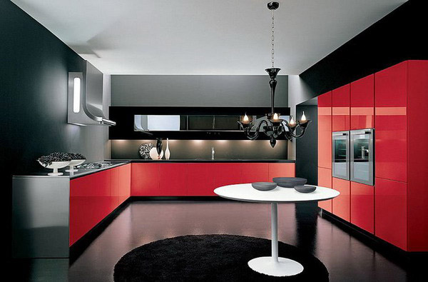Κουζίνα σε κόκκινο και μαύρο