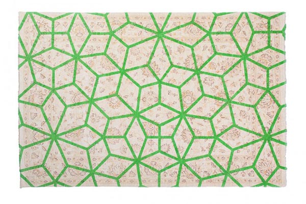 DOUBLE LAYER GREEN rug, πράσινο χαλί, χειροποίητο θιβετιανό χαλί, χαλί από μαλλί και μετάξι