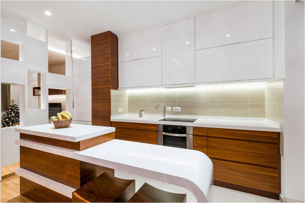 white lacquer and teak veneer kitchen cabinet doors, πορτάκια ντουλαπιών κουζίνας σε λευκή λάκα και τικ