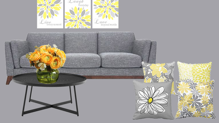 yellow and grey story board