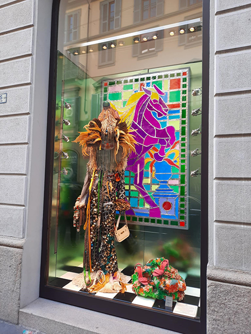Hermes flaship store window Milan