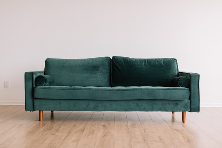 πράσινος καναπές. τριθέσιος καναπές